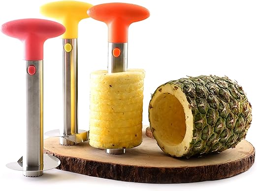 Amazon Com Norpro Stainless Steel Pineapple Corer Slicer Set Of 3 Yellow Orange Pink Kitchen Dining