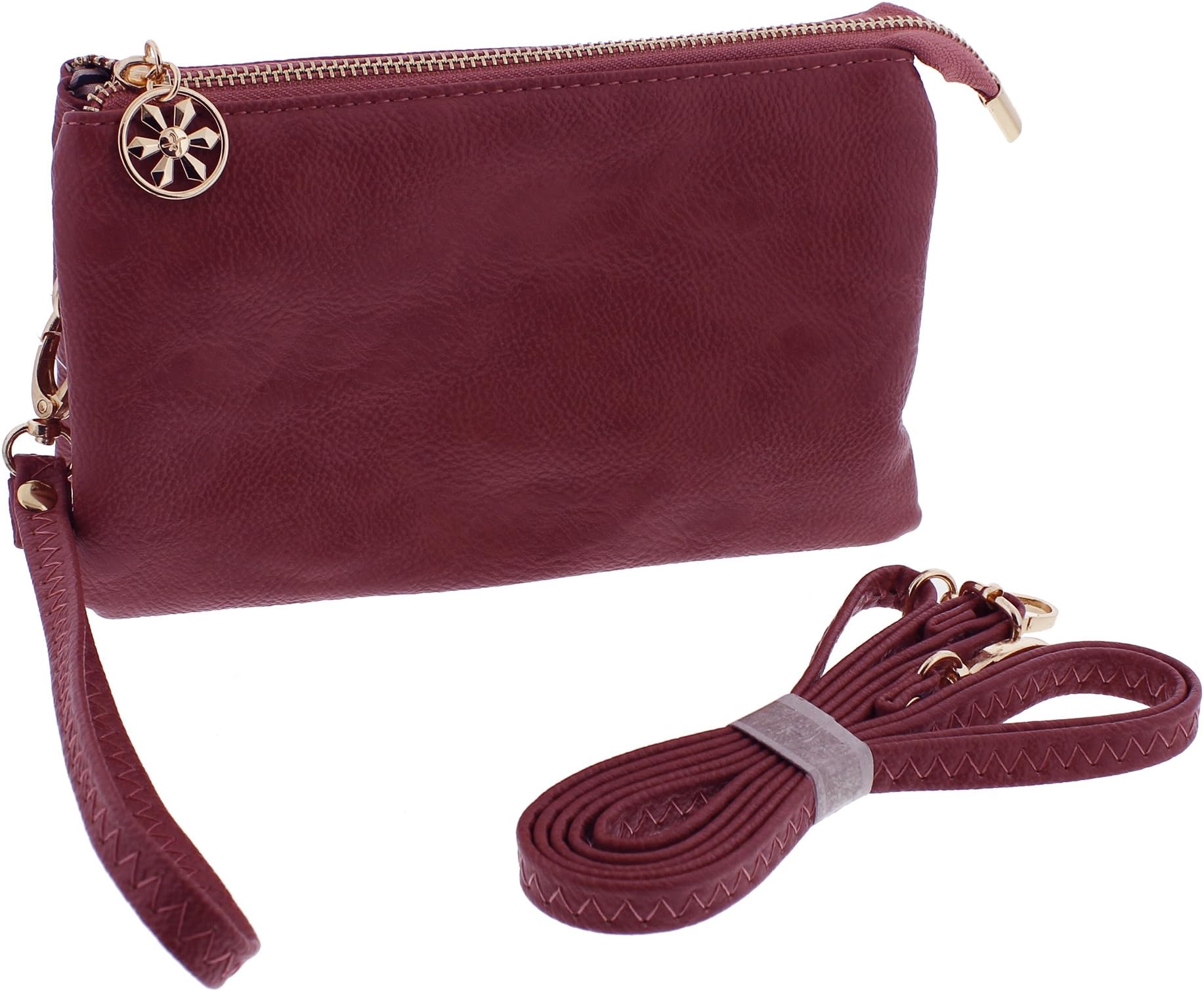 Vanetti Vegan Leather Smartphone Wristlet Clutch Purse Multi Compartment Crossbody Bag Handbag (rosette), 2.6 Lb