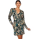 Adrianna Papell Womens Crinkle Foil Wrap Dress