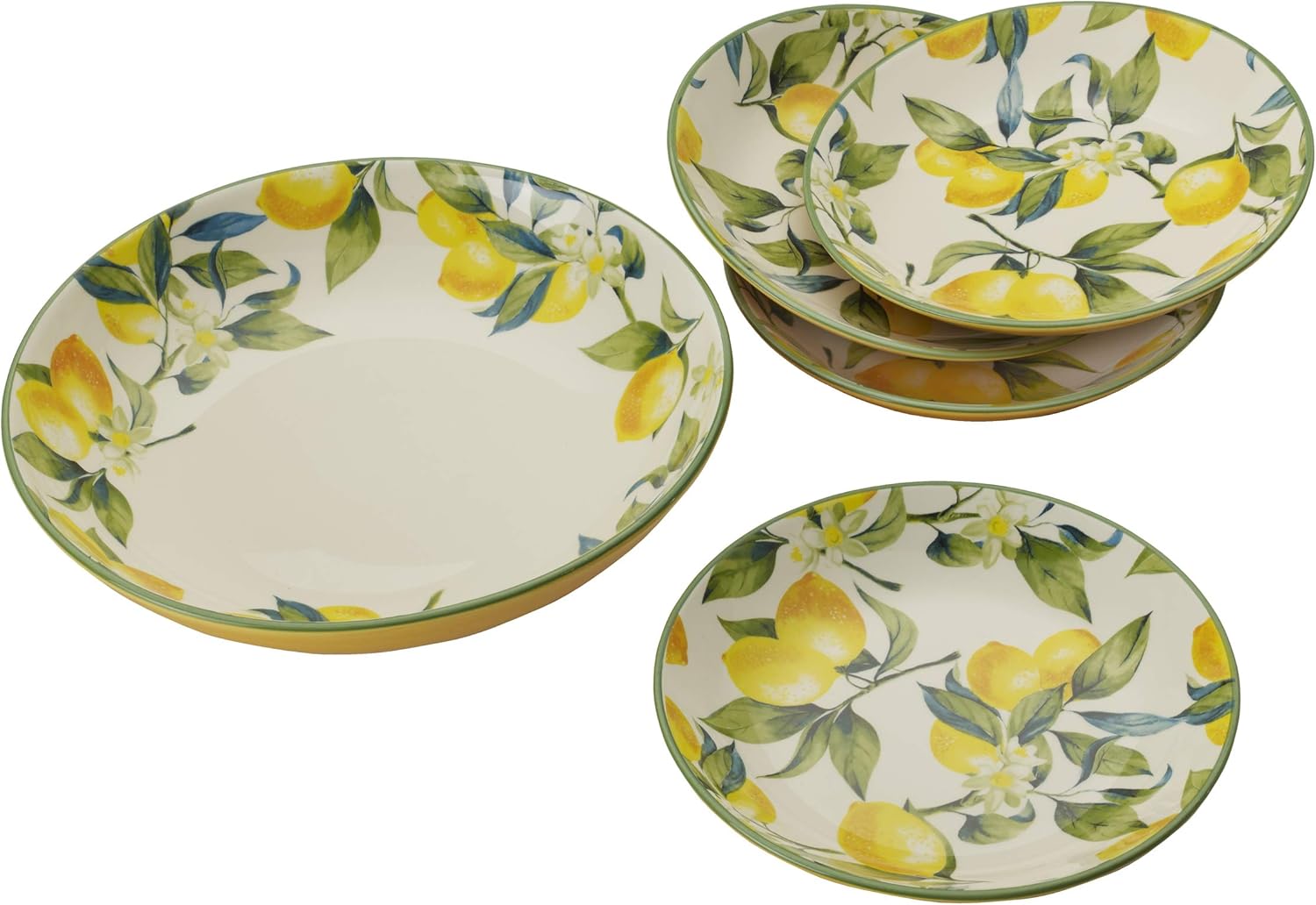 Mikasa Classico 5Piece Pasta Serving Individual Bowl Set, Lemon Yellow