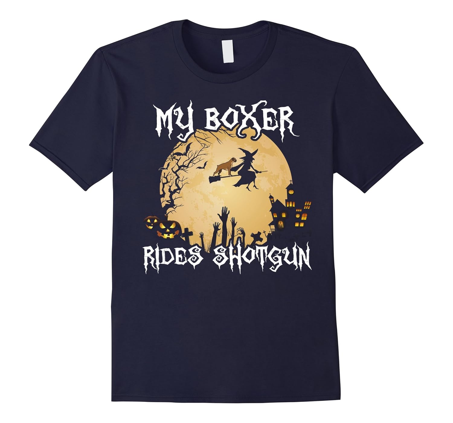 Halloween Costumes Boxer Dog Shirt - My Boxer Rides Shotgun-ANZ