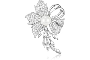HAISWET Flower-shaped Wedding Rhinestone Simulated Pearl Brooch Pins for Women