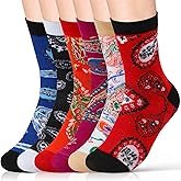 Glitopper 6 Pairs Paisley Sock Bulk Fancy Novelty Pattern Socks for Women Men Holiday Gifts
