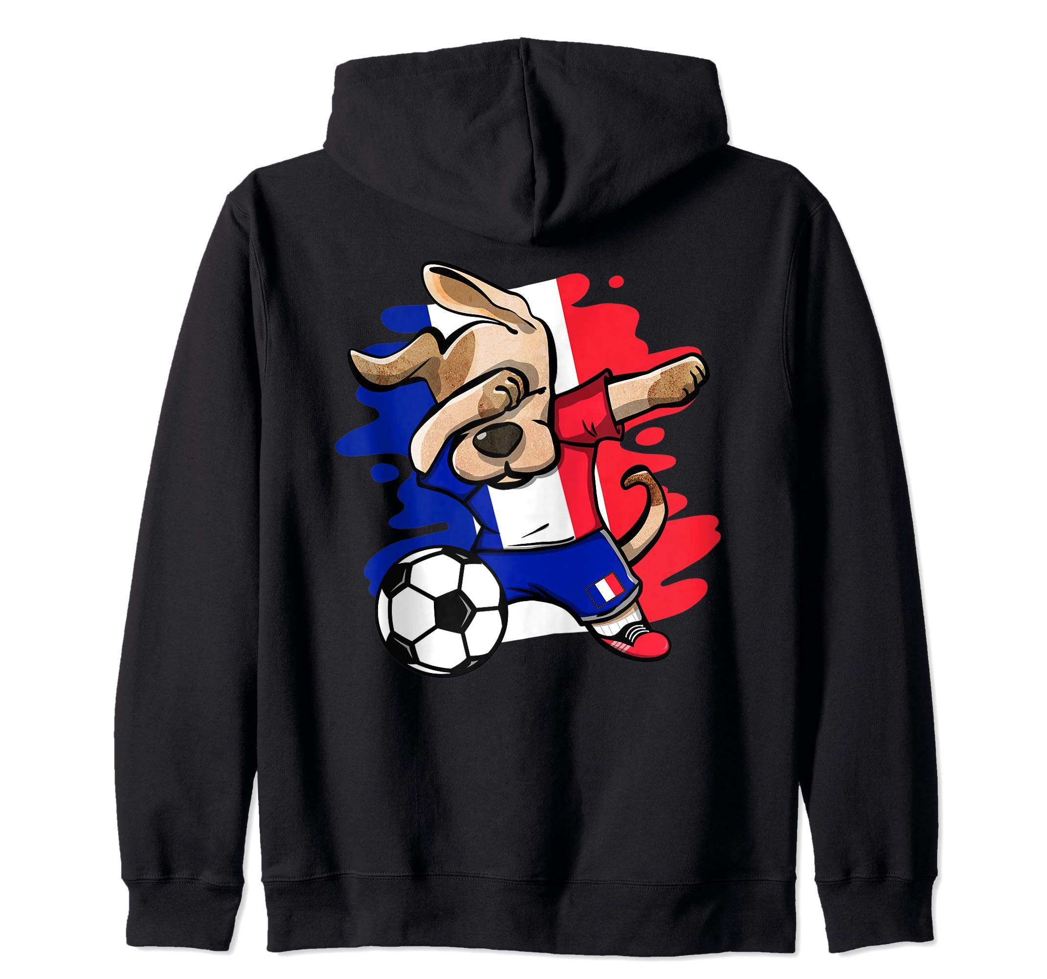 Dabbing Dog France Soccer Fans Jersey French Flag Football Zip Hoodie