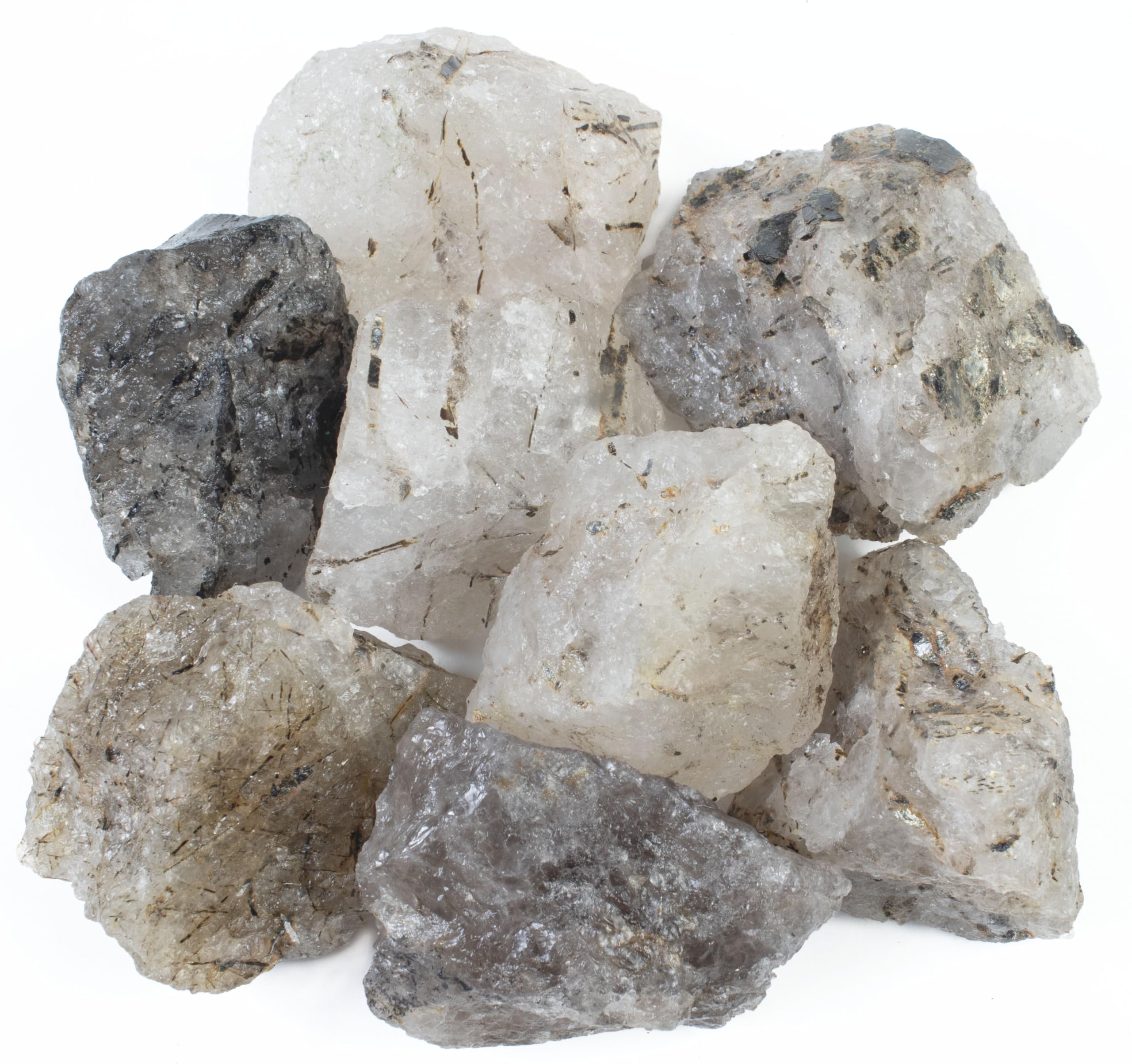 Crocon® 1LB Black Rutile Rough Bulk Natural Stone Raw Gemstone Tumbling Cabbing Polishing Gem Mining Chakra Balancing Reiki Healing Good Luck Home Office Decor — image 1