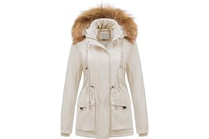 Chrisuno Women's Winter Parka Coats Soft Fleece Sherpa Lined Drawstring Snow Jacket With Faux Fur Trim Hood