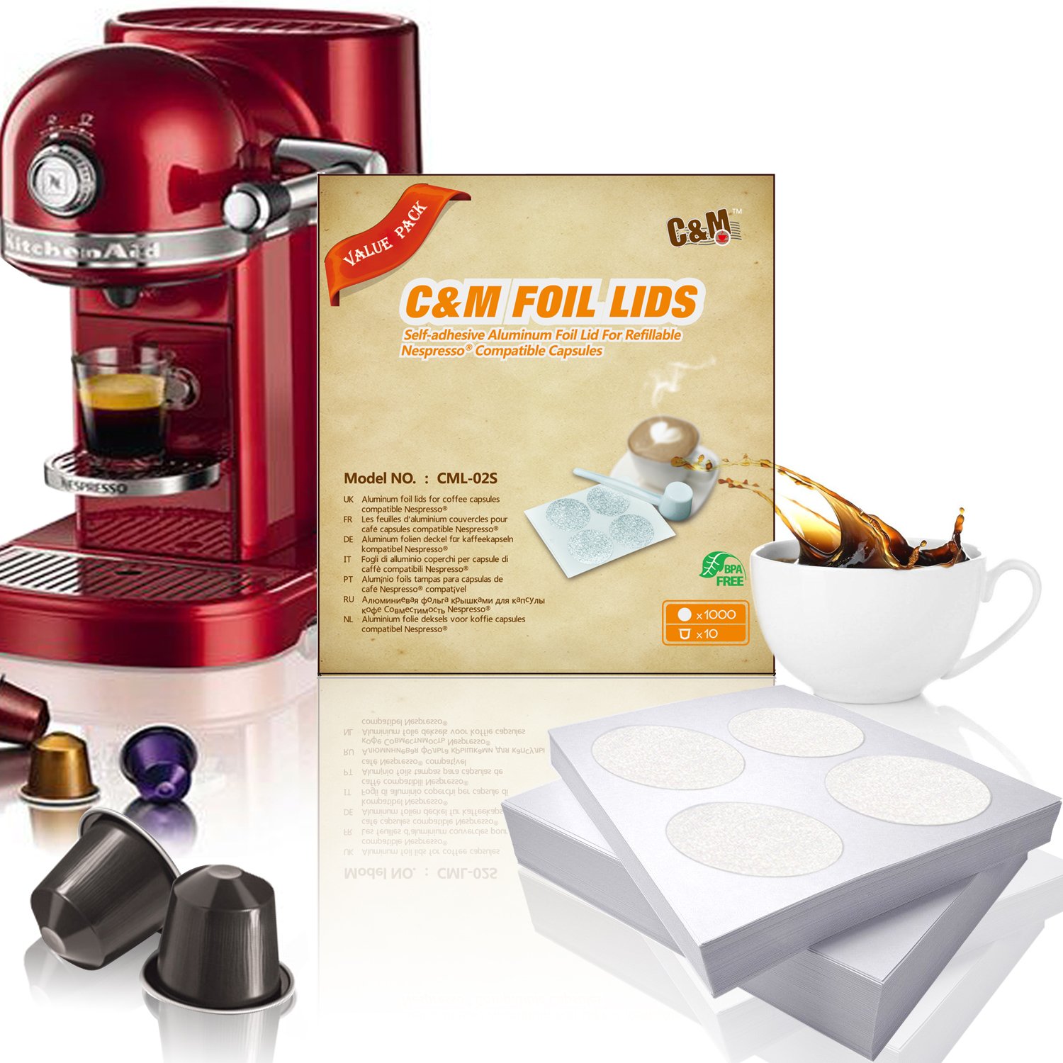 Irevoor 1000 Pcs Diy Aluminum Espresso Lids Compatible With