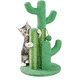 Kilodor Cactus Cat Scratching Post Kitten Scratcher Tree with 3 Sisal Scratching Poles and Ball