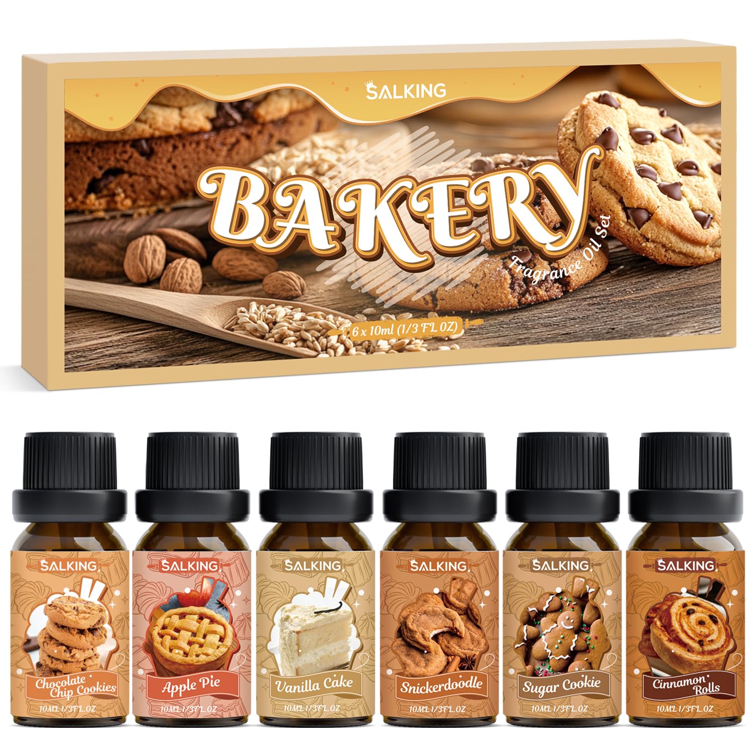 Photo 1 of ***MISSING PARTS***
SALKING Bakery Fragrance Oils, Premium Essential Oil for Diffuser, Scented Oil Set for Soap Candle Making - Chocolate Chip Cookies, Apple Pie, Cinnamon Rolls, Vanilla Cake, Snickerdoodle, Sugar Cookie