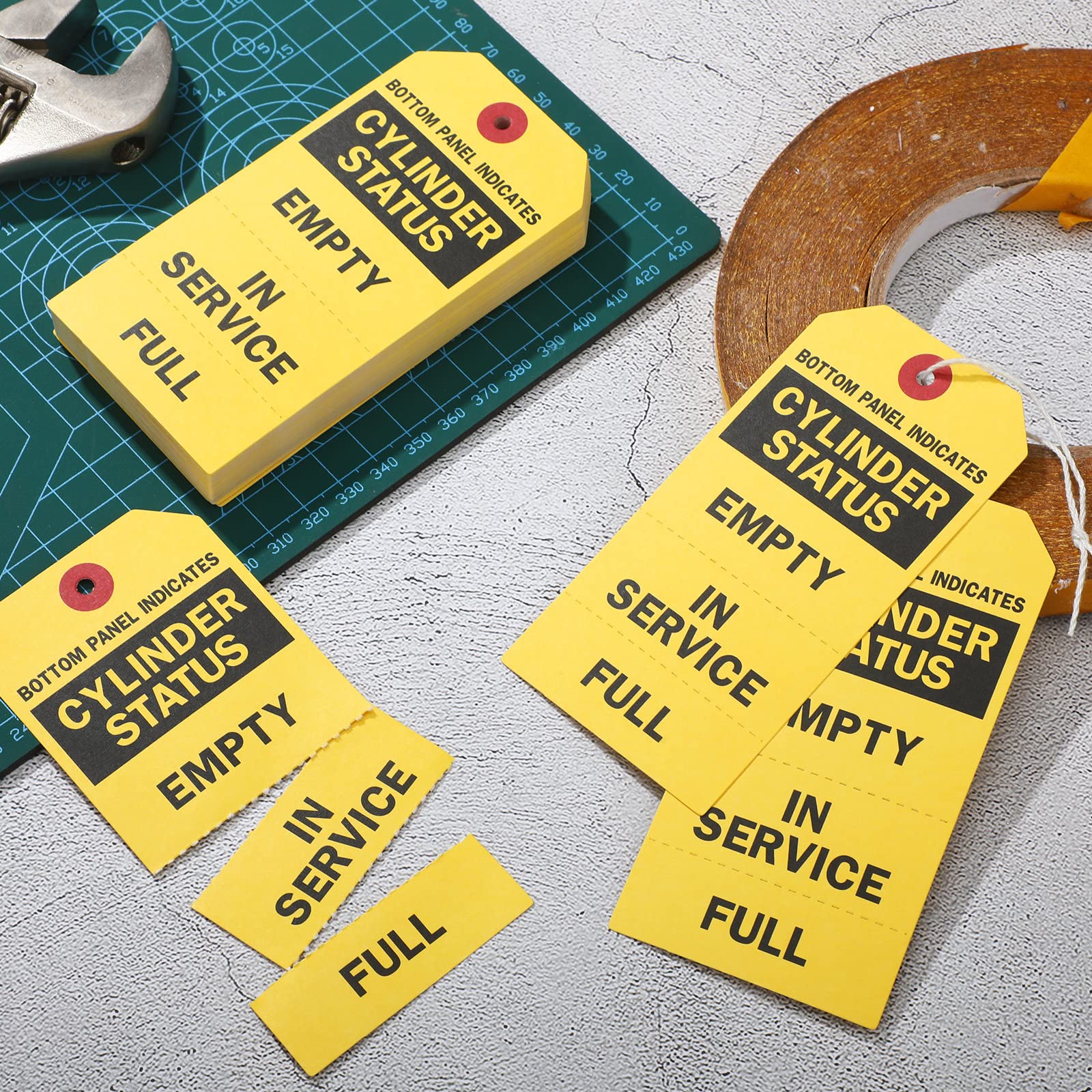 Cylinder Status Sign Tags,Perforated Labels With Ropes,3x3 - View #5