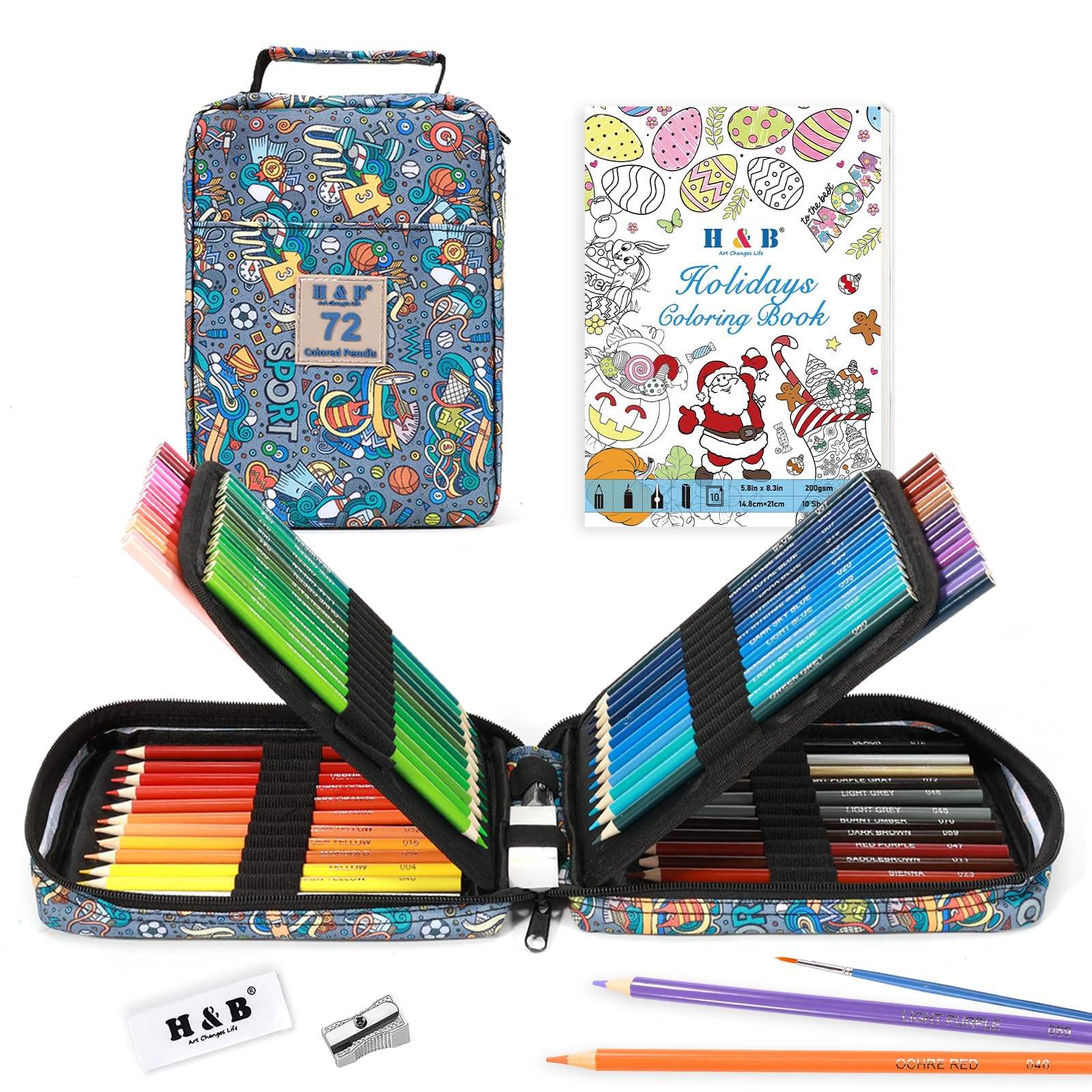 H & B Colouring Pencils 72Pcs Oil Based Coloured Pencils with Colouring Book Colouring Pencils Set for Adults Artists Beginners — image 1