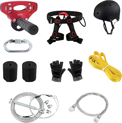 Amazon Com 120 Foot Zip Line Kits For Kids Up To 250 Lbs With