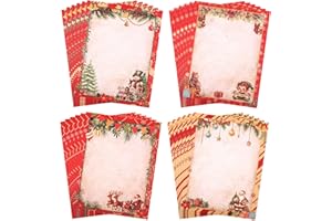 LOAVER 80 Sheets Christmas Stationary Printer Paper,8.5" X 11" Christmas Vintage Printer Letter Paper Holiday Letterhand Writing Paper for Xmas Invitations Notes Greeting Cards Office Printing