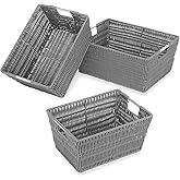 Whitmor Rattique Storage Baskets - Grey (3 Piece Set)