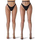 Tiger Wang Fishnet Stockings for Women 2-Pack (Large/Small Mesh) | Carnival, Cosplay, & Sexy Stockings for Women