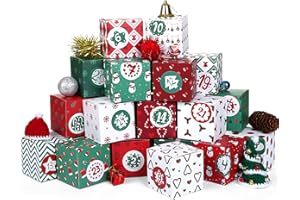 Kesoto Advent Calendar Boxes 2025 with 1-24 Count Down Stickers Christmas Treat Boxes Make Your Own Christmas to Fill DIY Adv