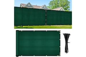 UIRWAY Privacy Fence Screen 4' x 50' Heavy Duty Windscreen Fencing Mesh Fabric Shade Net Cover with Brass Grommets for Outdoor Wall Garden Yard Pool Deck (Green)