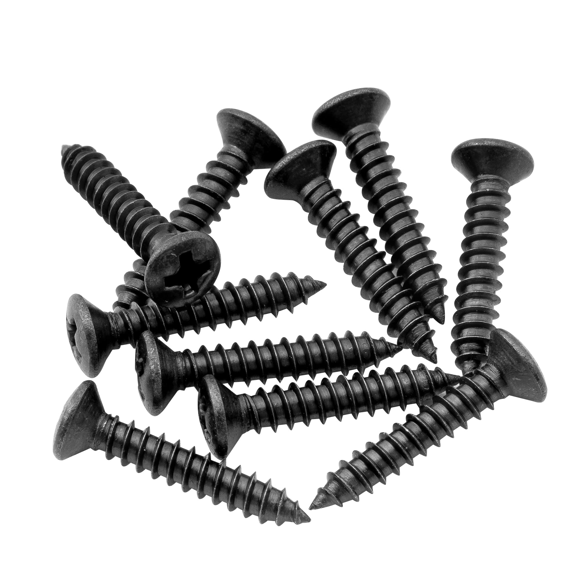 Musiclily Ultra 2.5x15mm Stainless Steel Countersunk Mounting Screws for Electric Guitar Bass String Guide or Pickup Ring, Black (Set of 10)