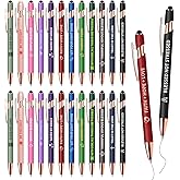 Vebermo 24 Pcs Bible Verse Stylus Pens, Motivational Inspirational Ballpoint Pen with Screens Touch Stylus Tip, Gifts for Christmas School Office Supplies, Black Ink (12 Colors, Bible Style)