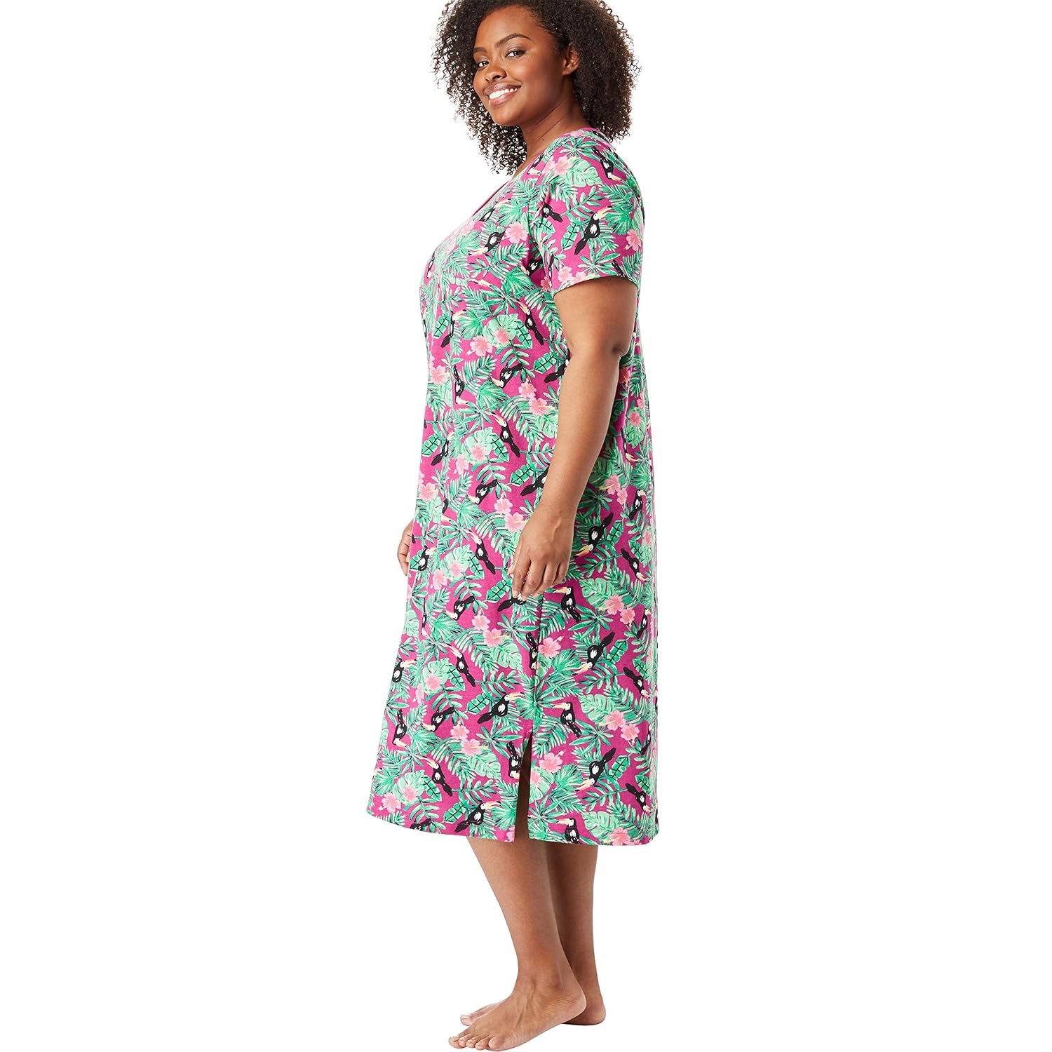 Womens Plus Size Long Print Sleepshirt 