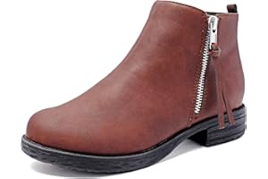 Ataiwee Women's Ankle Boots, Classic Side Zip Comfortable Thick Block Heel Boots.