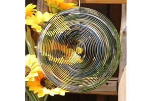Phuryllic Wind Spinners Outdoor, Garden Decor, Bird Deterrents for Outside, 3D Metal Yard Decorations for Patio & Porch, Unique Gardening Gifts for Women & Moms - 10in Round Shape