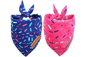 Realeaf Dog Birthday Bandanas 2 Pack, Dog Birthday Party Supplies, Blue and Pink Bandana, Triangle Reversible Pet Scarf for Boy and Girl, Premium Durable Fabric, Multiple Sizes Offered (Large)