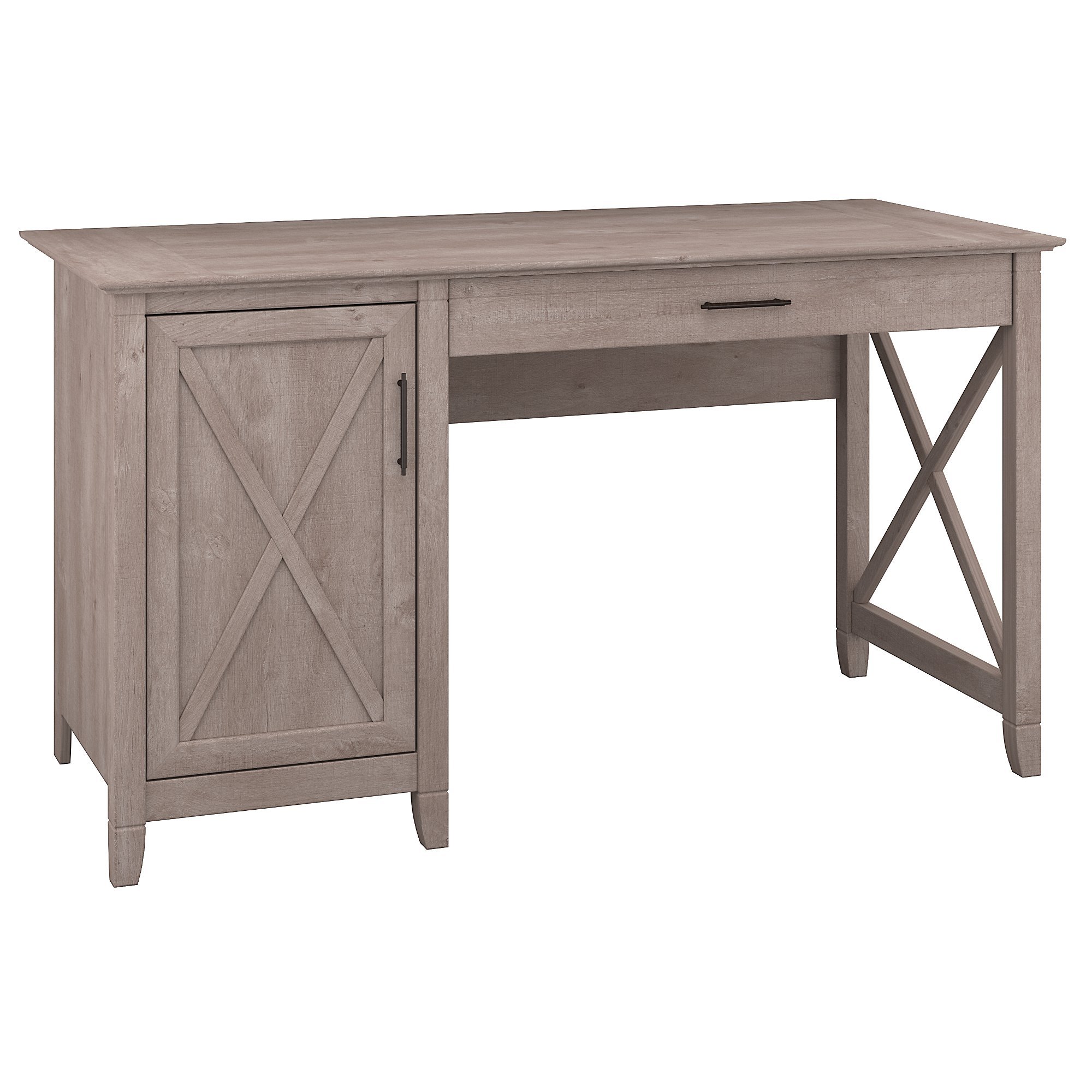 Bush Furniture Key West Collection 54W Single Pedestal Desk in Washed Gray LAVORIST
