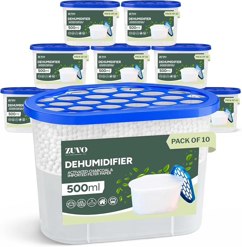 Zuvo 500ml Dehumidifier Pack of 10 | Disposable Moisture Absorbers
