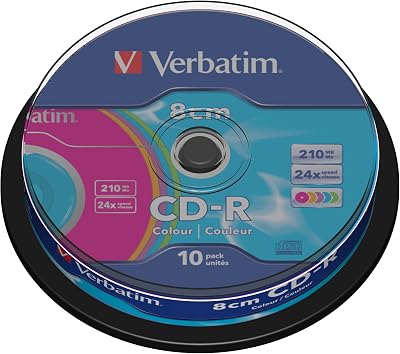 Verbatim CD-R 8cm DataLife Colour 24x Speed 10 Pack Spindle Data Disc