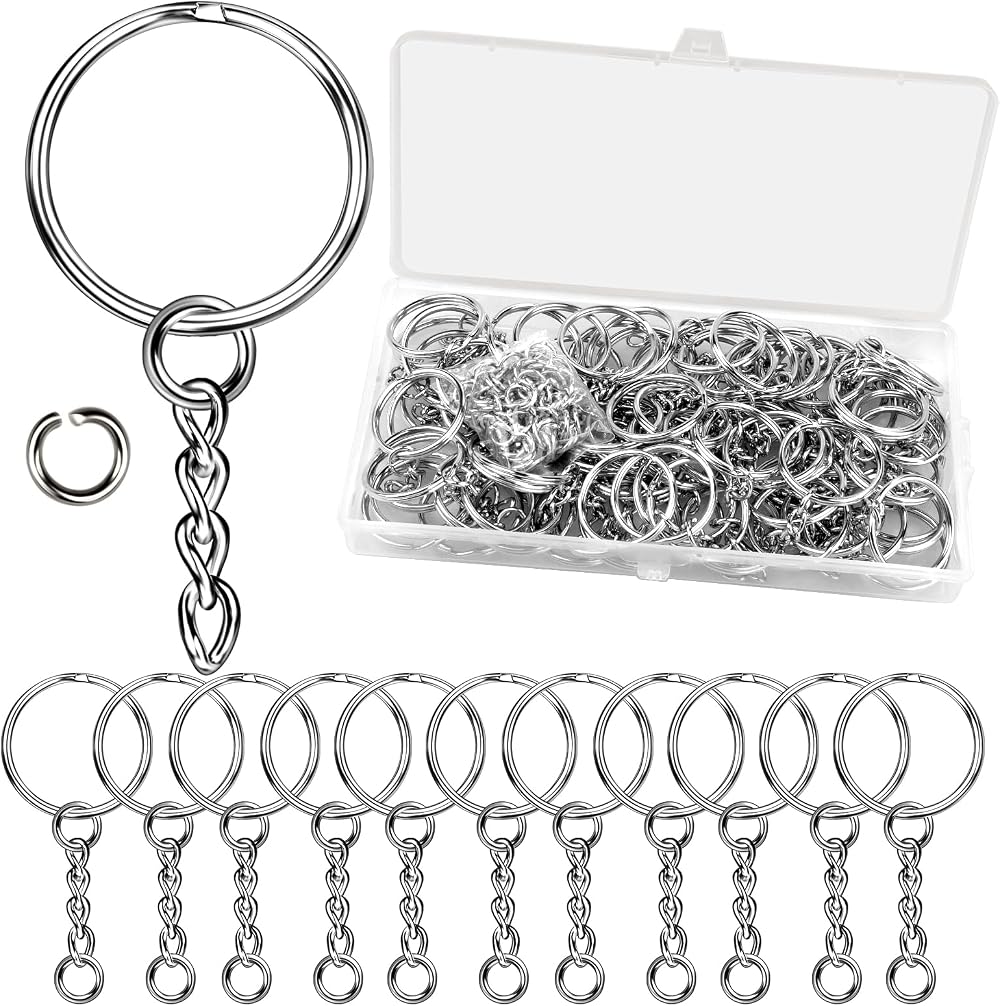 Didilor 80PCS Key Chain Rings & Open Jump Rings for DIY Crafts 25mm