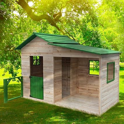 BRAST Spielhaus'Gartenlaube' für Kinder 3qm 244x124x174cm Tannenholz 12mm Kinder-Haus Spielehaus Garten Holz-Haus