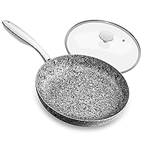 MICHELANGELO 8 Inch Frying Pan with Lid, Ultra Nonstick Small Frying Pan with Stone Interior, Granite Frying Pan 8 Inch…