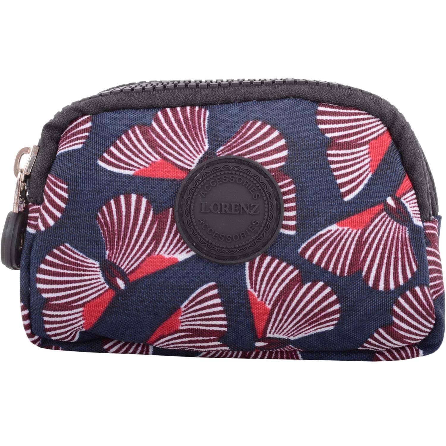 Womens Medium Triple Zip Coin/Money/Purse/Holder/Pouch Wrist Strap - Burgundy Butterfly