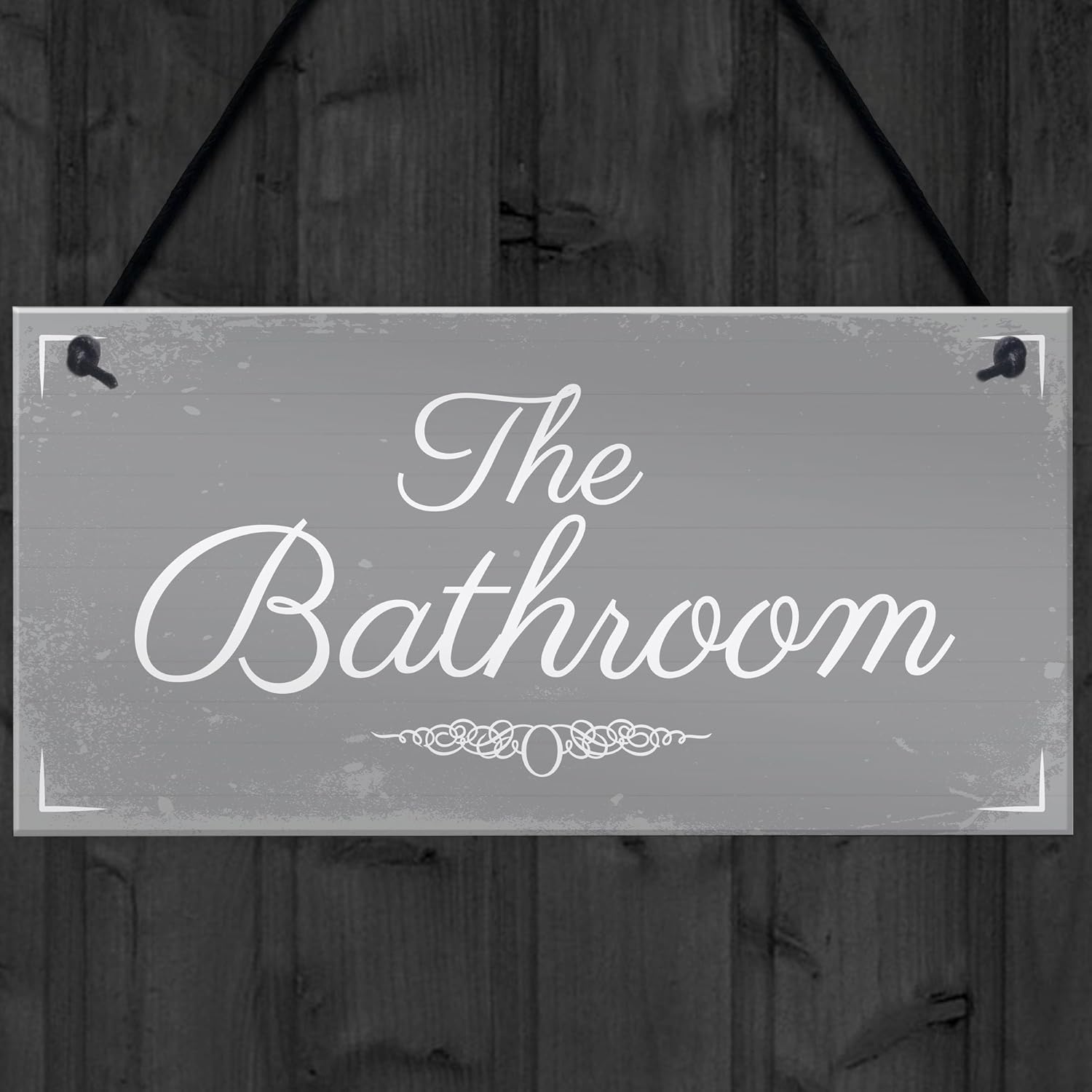 Red Ocean 'THE BATHROOM' Shabby Chic Hanging Door Sign Plaque Sign for Toilet or Bathroom The Loo Home Decor - Image 5