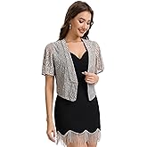 Front Open Shrug for Evening Dresses Lightweight Lace Women Sheer Short Sleeve Tops Wedding Bridal Cardigan