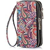 HAWEE Double Zipper Wallet for Woman Clutch Purse with Cell Phone Holder for Smartphone/Card/Coin/Cash