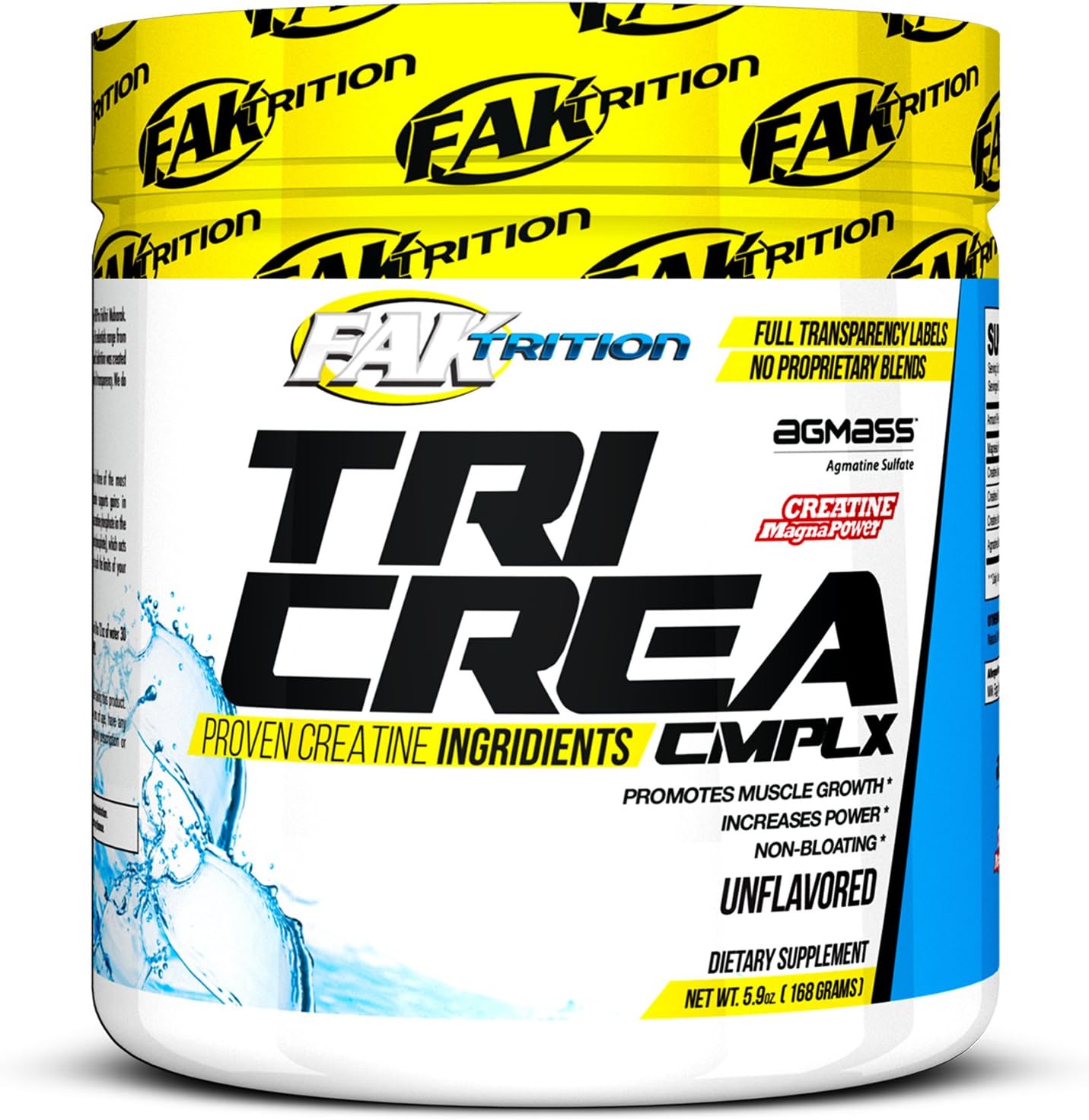 TRI CREATINE - COMPLEX - Unlflavored - Muscle Growth - No Bloating - 168 Grams - Faktrition - Made in the USA