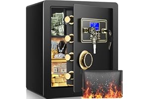 TISKGG 2.5 Cu ft Fireproof Safe Box for Home with Fireproof Bag, Electronic Home Security Safe with Programmable Keypad Lock and Built in Lock Box, Secure Documents Money Valuables