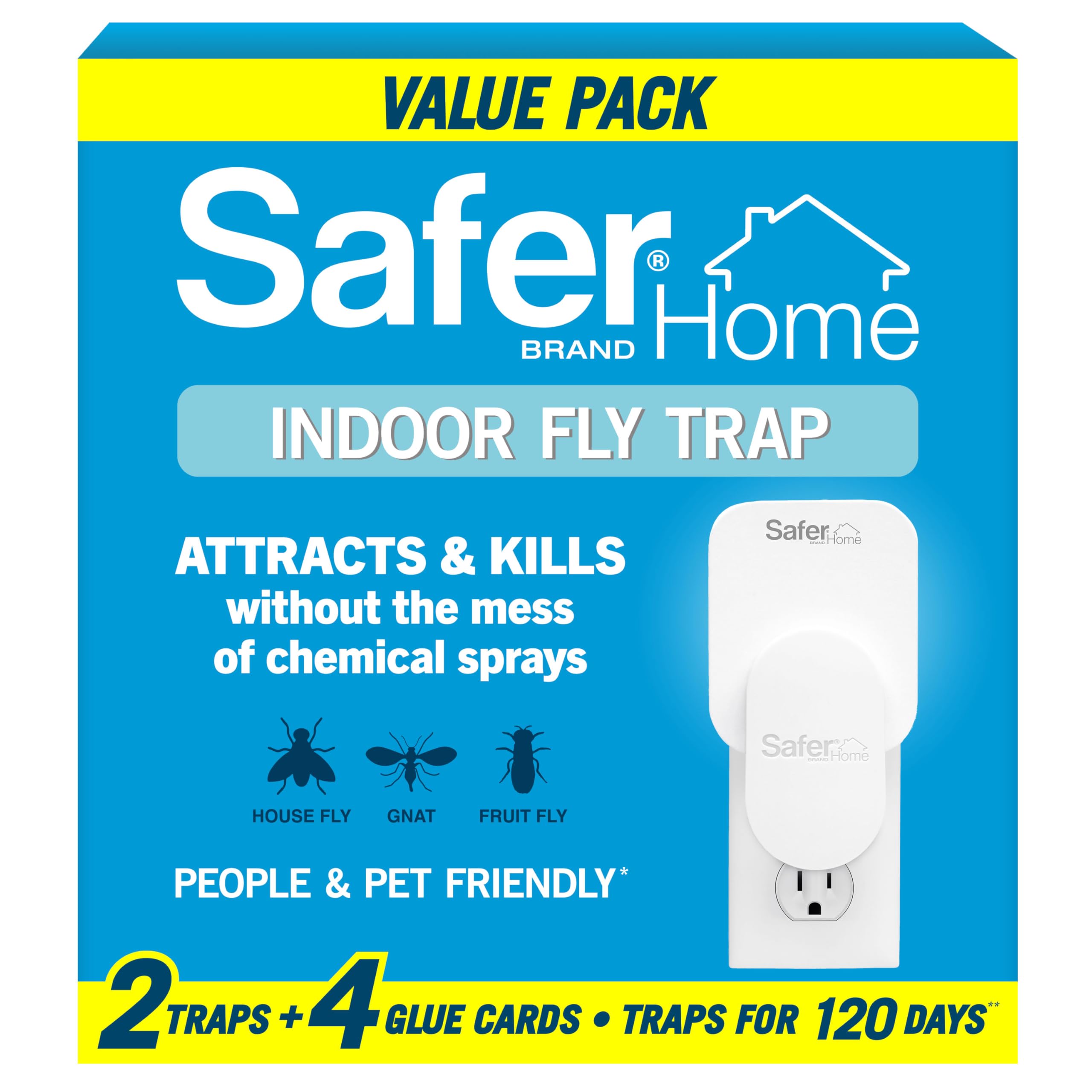 Photo 1 of Safer Home Indoor Plug-in Fly Trap - SH502-2R4SR - Effective Fruit Fly Traps for Indoors, Gnat Traps for House Indoor, 400 Sq Ft Protection - Style: 2 Devices + 4 Glue Cards