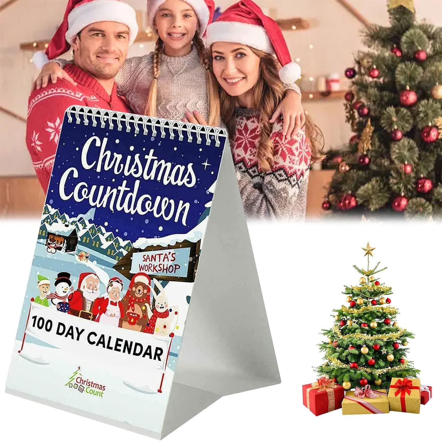 Advent Calendars - 100 Day Christmas Countdown Calendar 2023, Festive Countdown Calendar, Tear off Countdown Calendar, Festive Countdown Desk Calendar for Home Office Decoration
