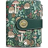 Kelvoris Cute Hedgehog Small Rfid Women Wallet Bifold Zipper Coin Pocket PU Leather Compact Cash Credit Card Holder Travel Wallet for Female Ladies Teen Girls 1 ID Window 10 Card Slots