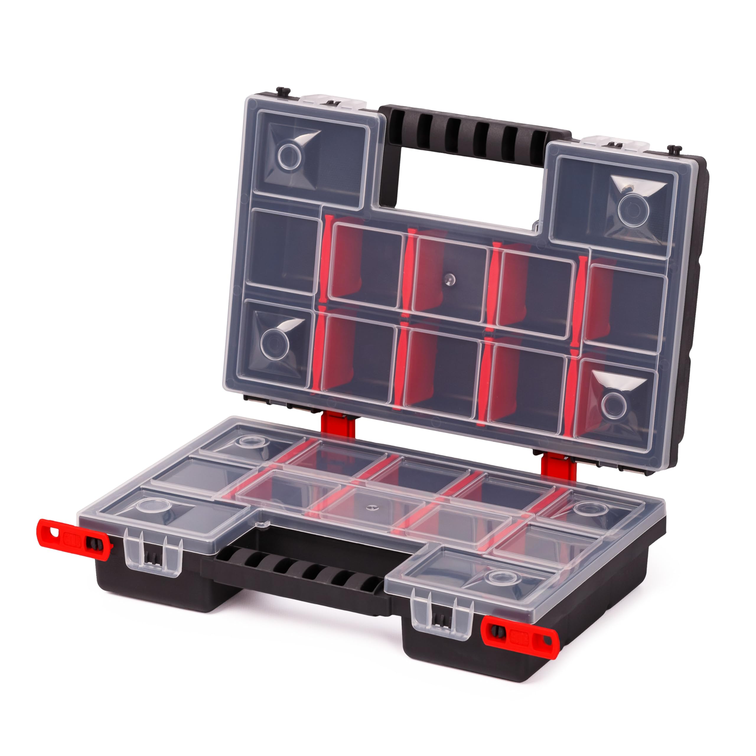 Mivos Double-sided assortment box 287x186x100mm - 2-sided sorting box with 64 adjustable compartments - screw box - Accessory organizer