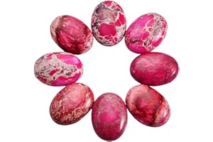 SUNYIK Red Oval Stone Cabochons Flatback Semi-precious CAB for Jewelry Making,Sea Sediment Jasper,22x30mm Pack of 10