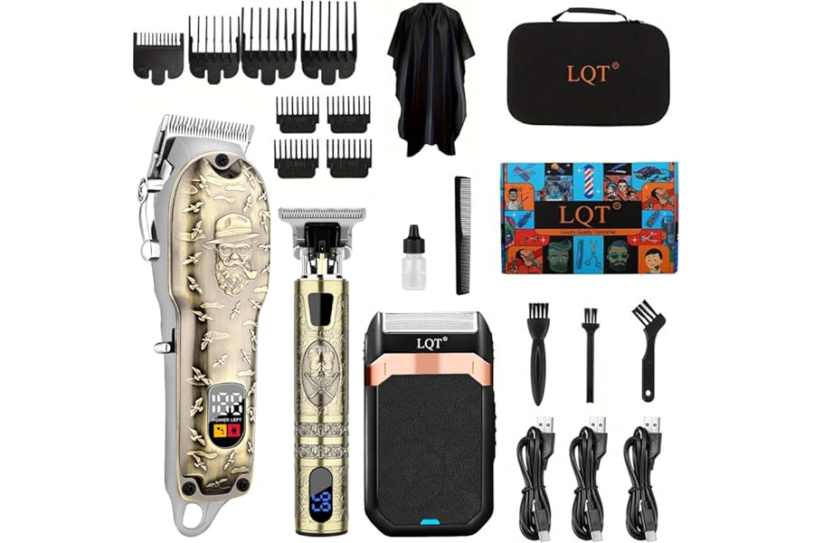LQT Hair Clippers Set for Men, Hair Clipper Trimmer with LED Display, Professional Cordless Hair Clipper Shaver Beard Trimmer, Hair Cutting Machine for Men, Holiday Gift for Him Father’s Day Gift