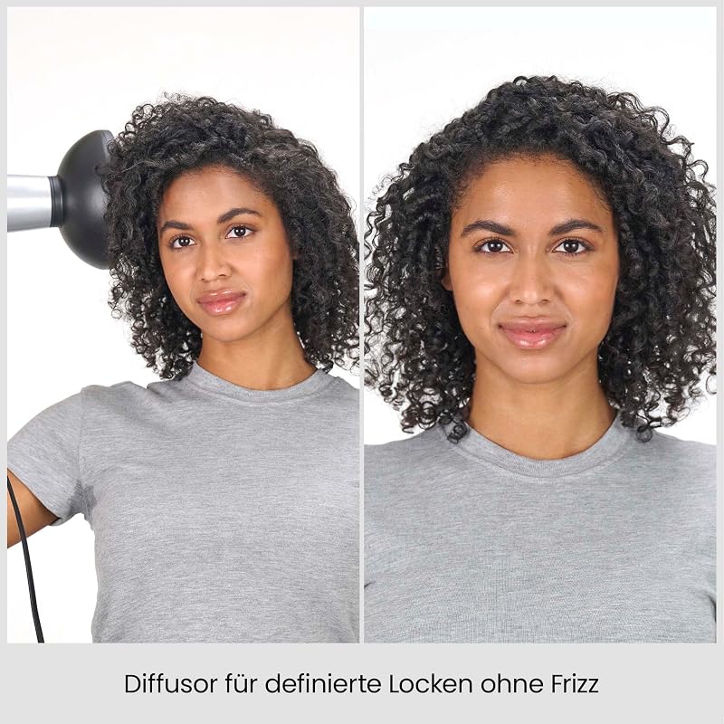 Cosmos Leichter Haartrockner mit Diffusor – 2100W Leistungsstarker, Eleganter Föhn, Ionen-Technologie gegen Frizz, 3 Heiz- & 2 Gebläsestufen, Silber, D580DE