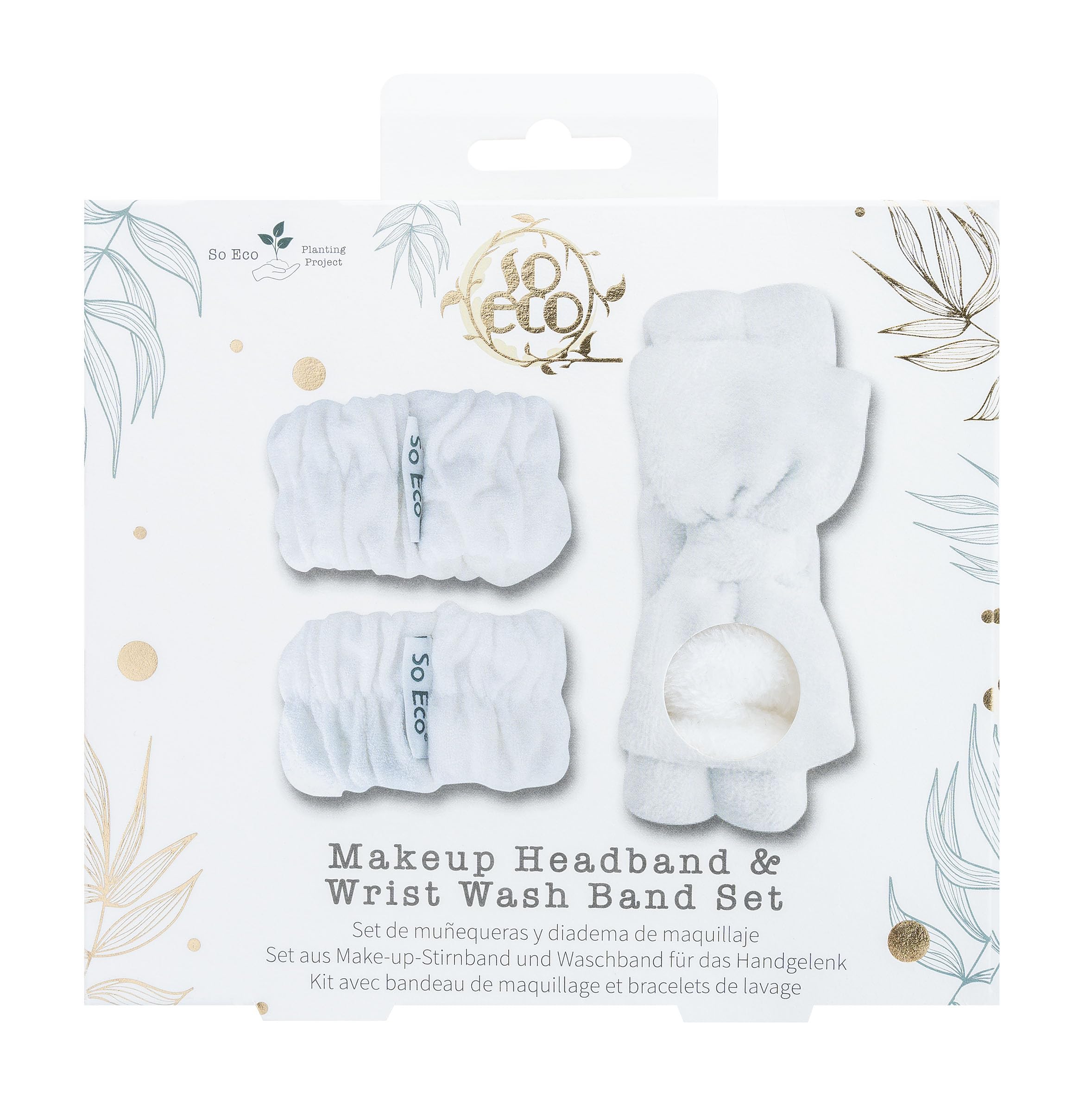 So Eco Makeup Headband & Wrist Wash Band Set – Skincare Accessories with Soft Stretch Headband & Absorbent Wristbands for Face Washing, Facials & Makeup Removal