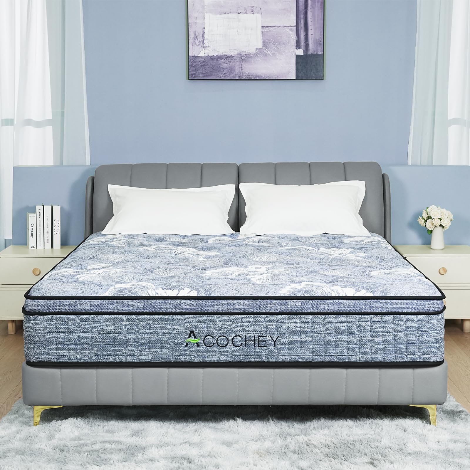 Photo 1 of Acochey 12 Inch Queen Mattress in a Box, Cooling & Breathable Medium Firm Mattress with Gel Memory Foam and Pocket Springs for Queen Size Bed, 365-Night Home Trial, CertiPUR-US Certified