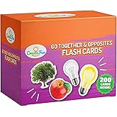 200 Go Together and Opposites Flash Cards Set, Photo Cards with 7 Educational Language Matching Games for Speech Therapy, ESL, ELL, Autism, Dementia, Seniors, and School Learning Kids Ages 3,4,5,6