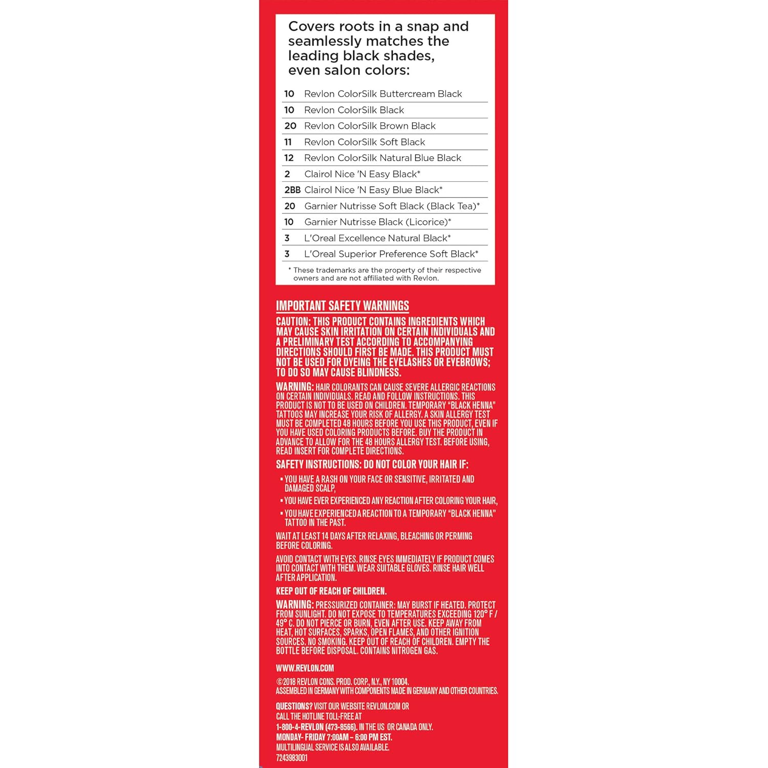 Revlon Root Erase Permanent Hair Color, At-Home Root Touchup Hair Dye with Applicator Brush for Multiple Use, 100% Gray Coverage, Black (3), 3.2 Fl Oz: Beauty